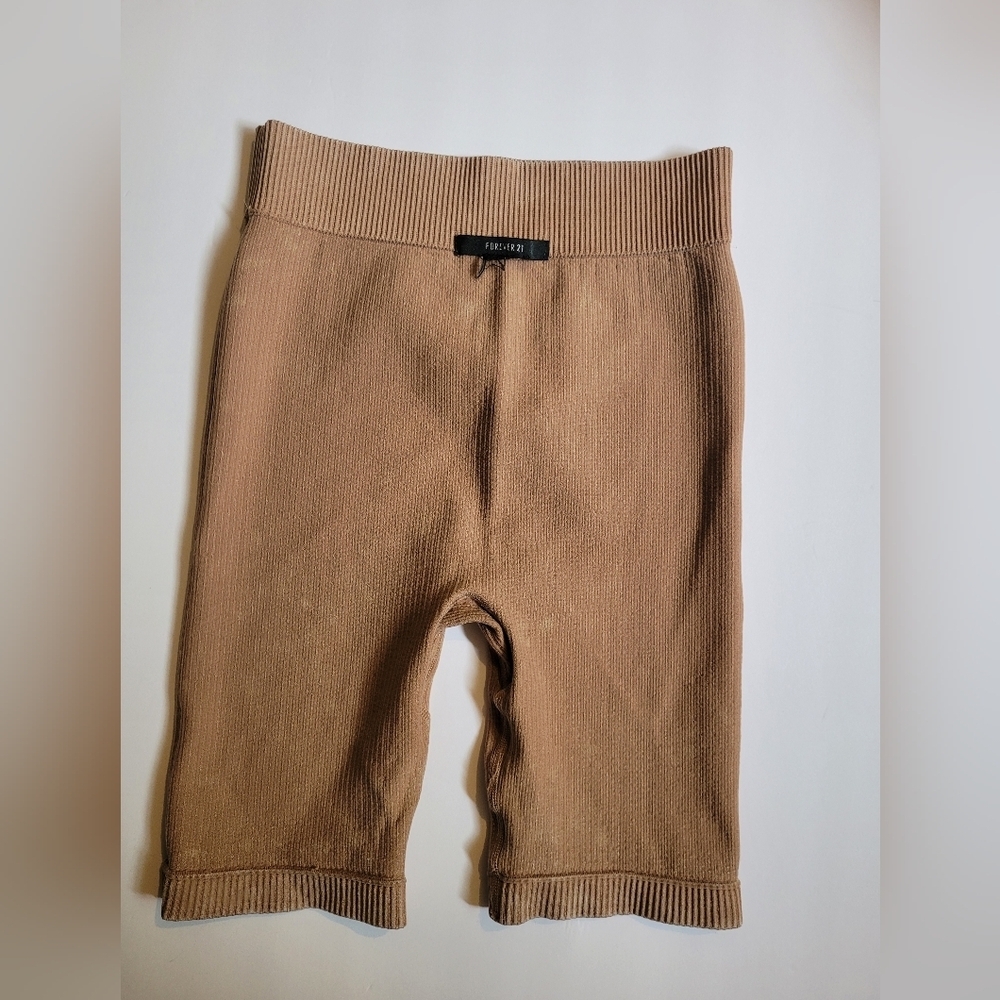 Women's Tan Ribbed Shorts - Picture 6 of 10